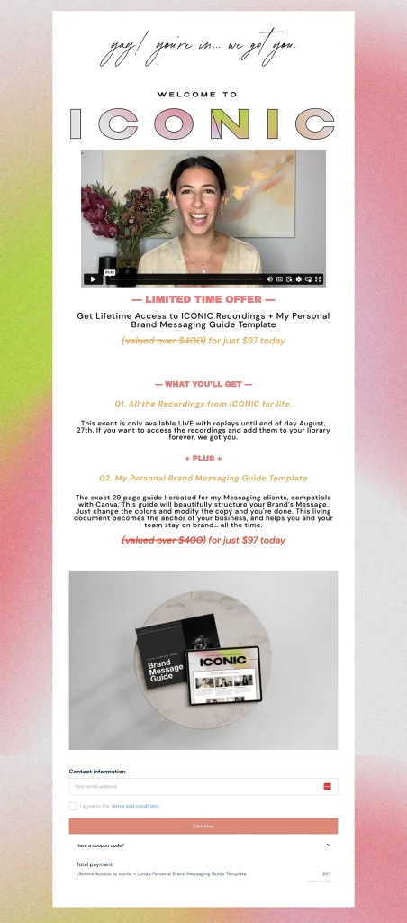 Iconic - thrivecart page